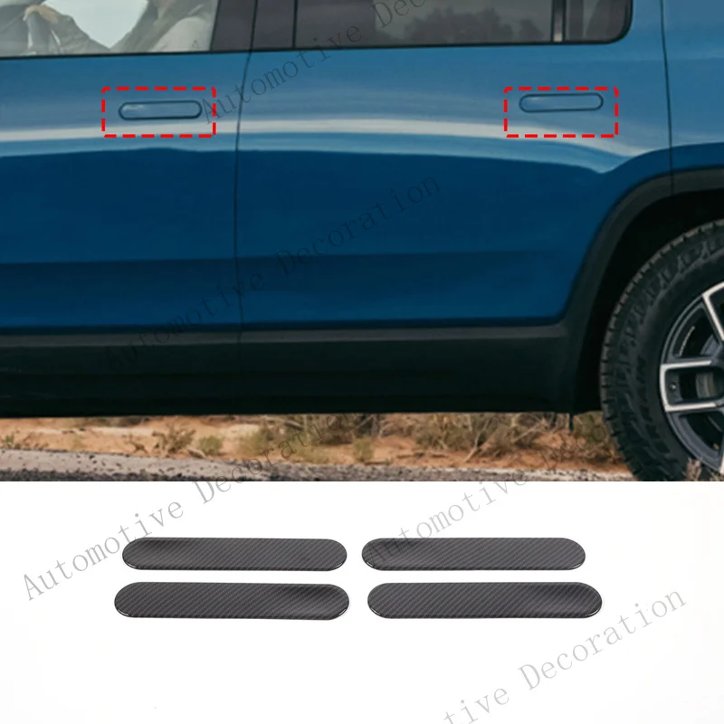 Z+ 4PCS Carbon Fiber ABS External Handle Decorative Sticker For Rivian R1T/R1S
