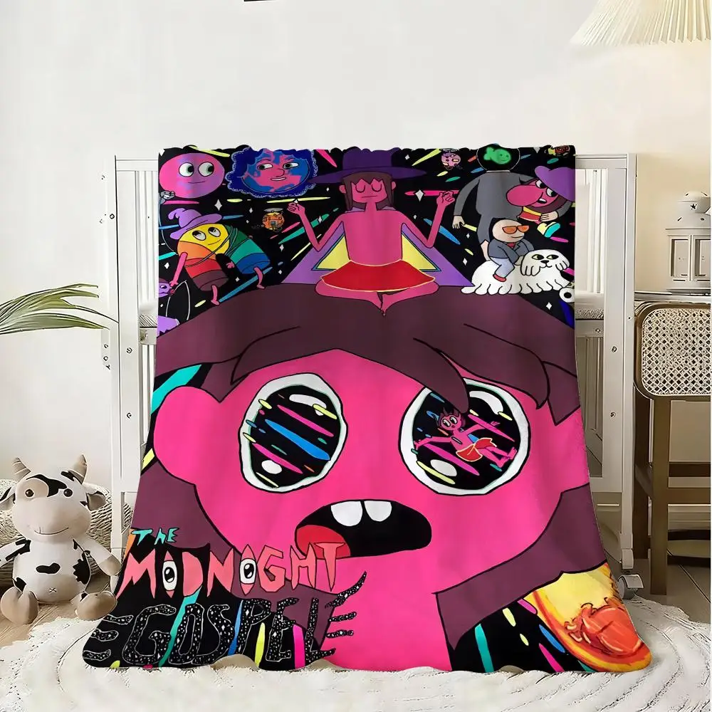 Cartoon M-Midnight Gospel Throw Soft Flannel Blanket Warm Knee Skin-Friendly Throw for Sofa Office Bed Traveling Winter Oversize