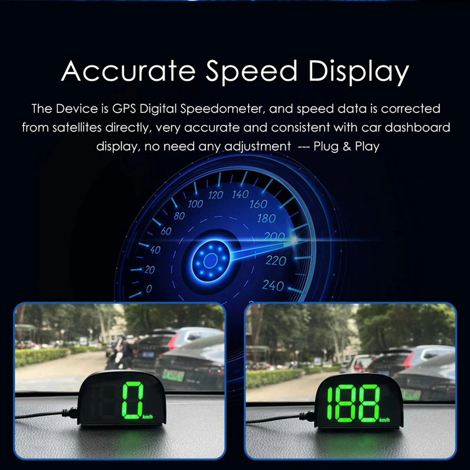 Car HUD Car HeadUp Display Car Global Position System Speedometer Digital Display Speed Meter Electronic Accessories For All Car