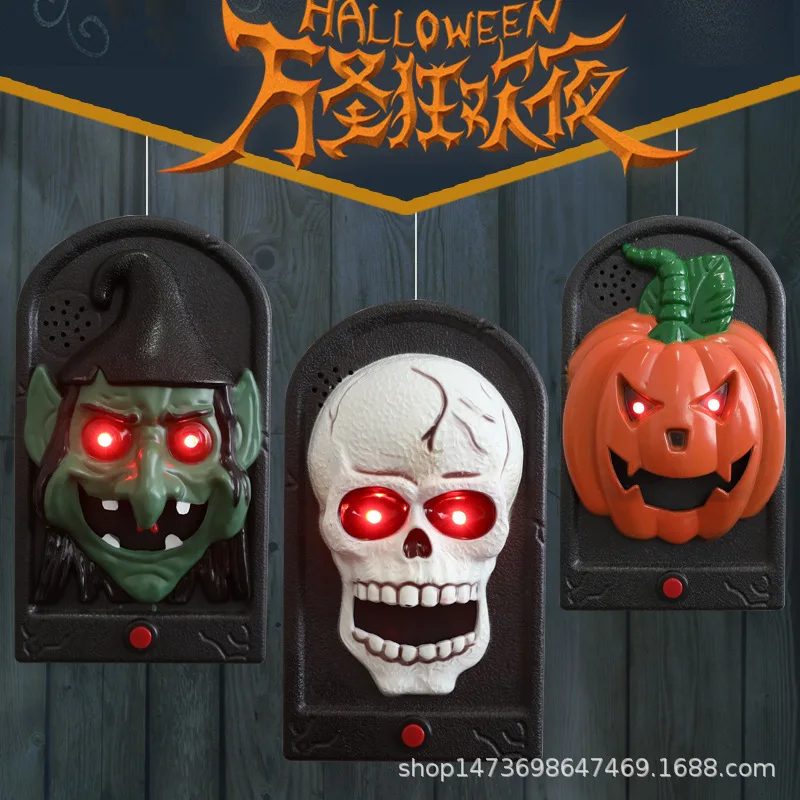 Glow-in-the-Dark Skeleton Button-Activated Halloween Doorbell - Motion Sensor Prank Prop for Haunted House Escape Room Bar Decor