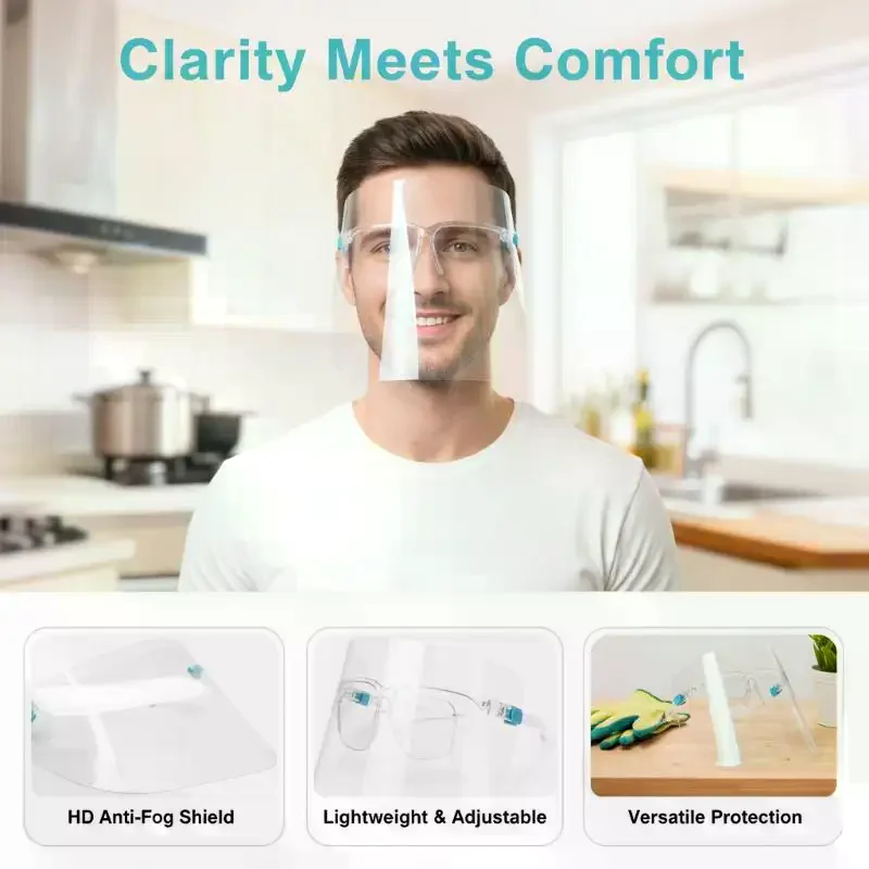 Face Shield Transparent Full Face Cover Anti-Oil Splash Proof Safety Protective Gear for Kitchen Cooking Salon Work