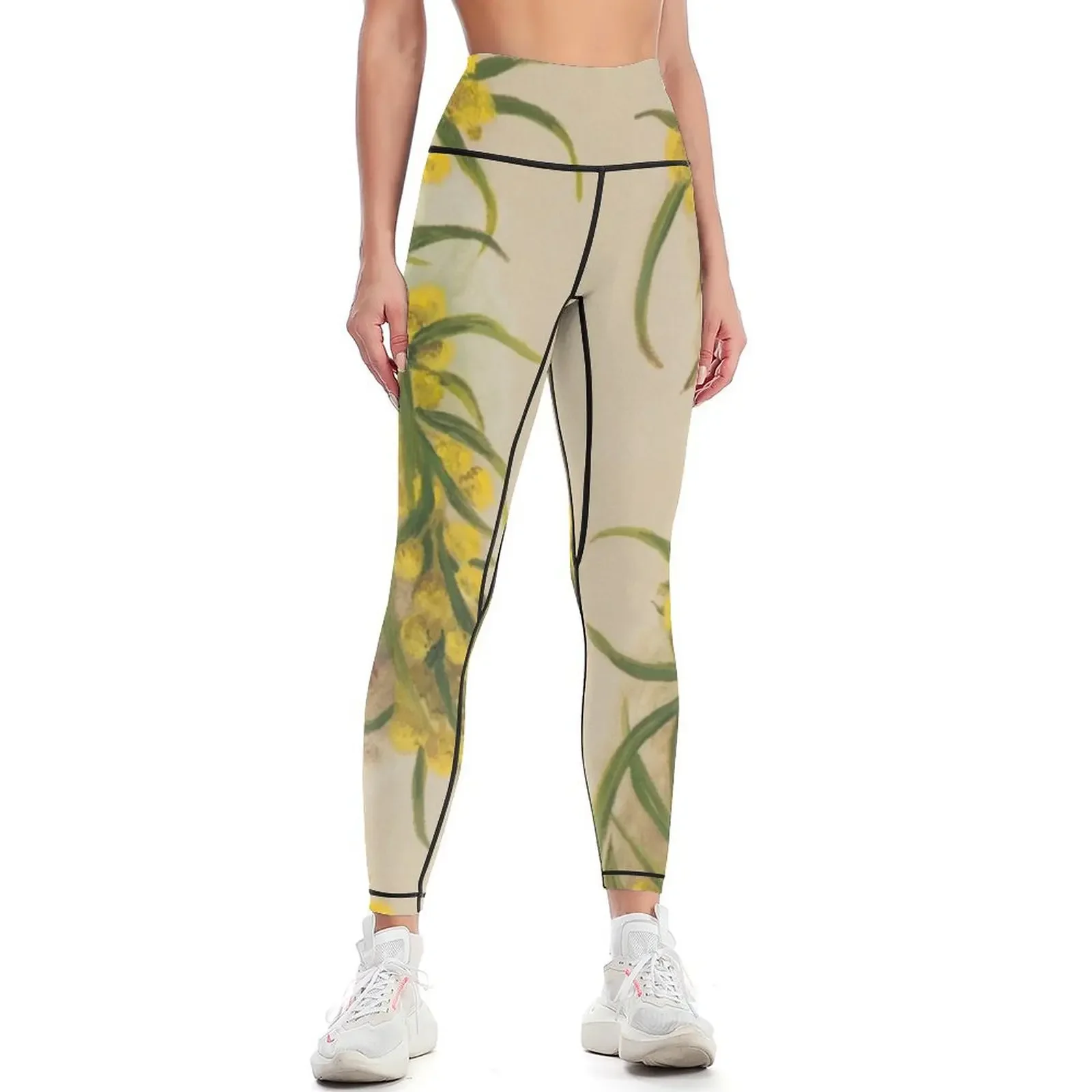 

Western Australia wild flower Acacia State Library of Western Australia Leggings sport set Womens Leggings