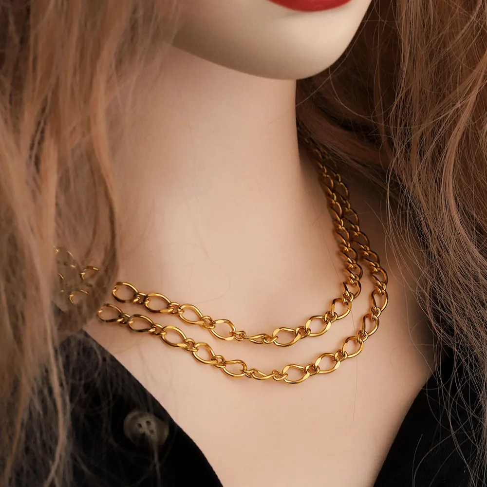 1Meter Width 7mm Stainless Steel Twisted Oval Cable Gold NK Chain Cuban Link for Hip Hop Jewelry Making  Metal Chains Bracelet