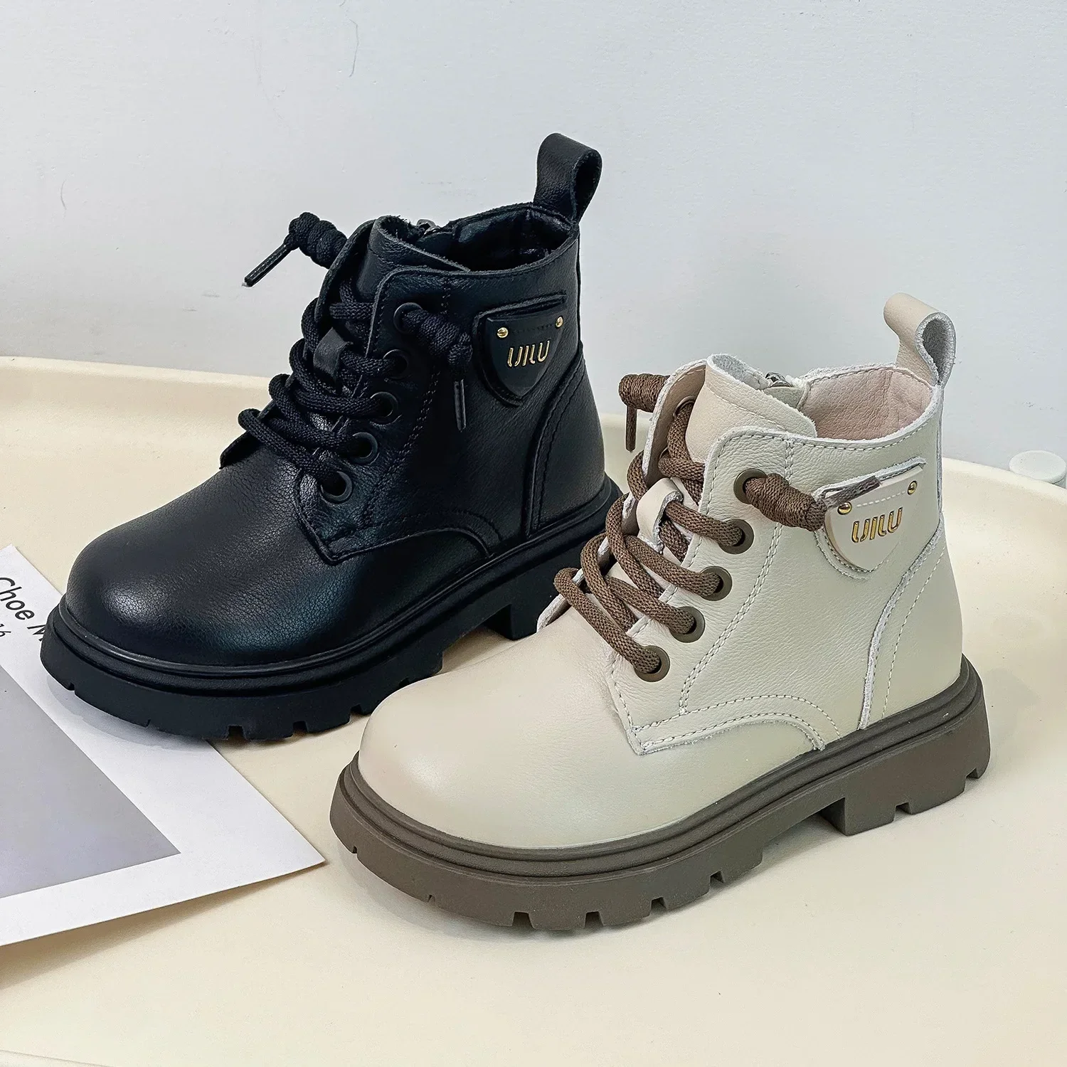 

Детские ботинки Martens для мальчиков и девочек, нескользящая кожаная обувь на мягкой подошве, водонепроницаемые грязеотталкивающие детские ботинки