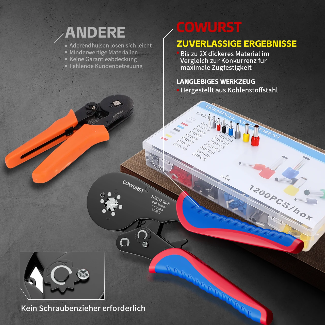 Tube terminal manual tool electrician labor-saving tool kit card sleeve 16-6 (0.08-16mm ²) household appliance crimping device