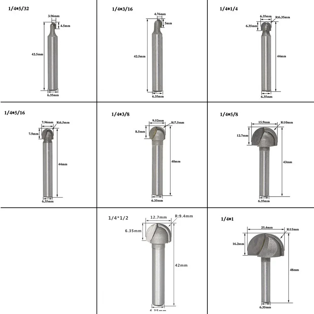 High precision Handdrail Router Bit Cutting Milling Cutter Silver Woodworking 1/2" 1/4" Shank Cemented Carbide