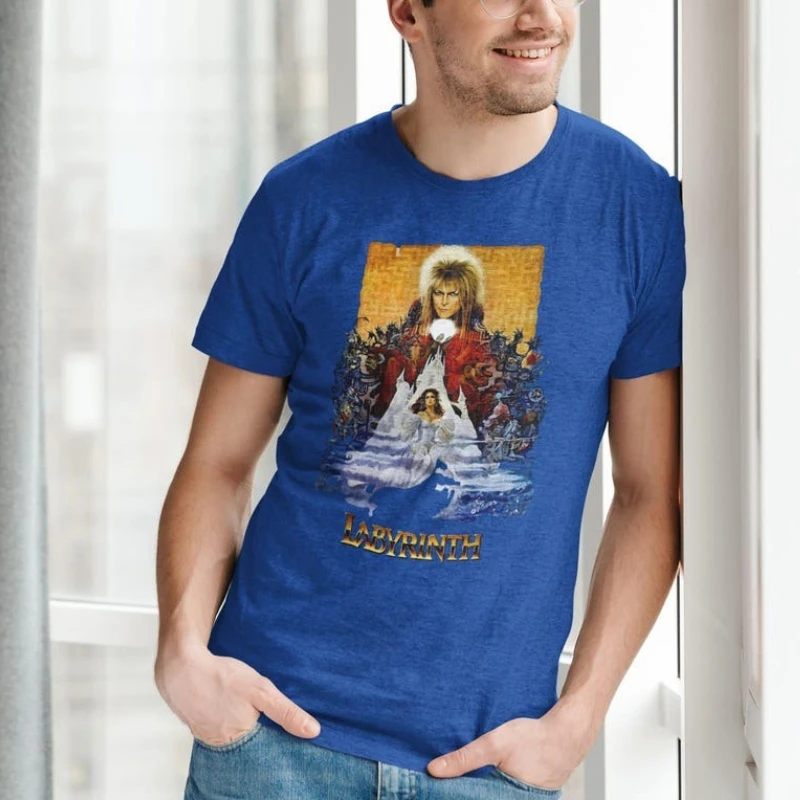 Retro Labyrinth Classic Movie Poster T-Shirt Jim Henson David Bowie 80s Fantasy Film Jareth Sarah Fan Gift Tee Street Fashion