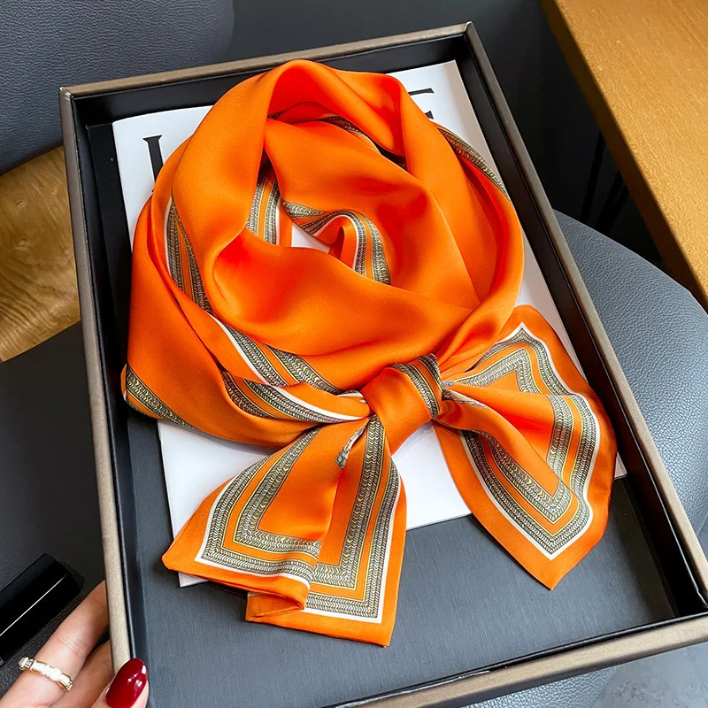 Luxury Popular 15*145cm Print Silk Scarf Headcloth Four Seasons Sunscreen Fashion Letter Silk Scarves bandanna foulard Shawls