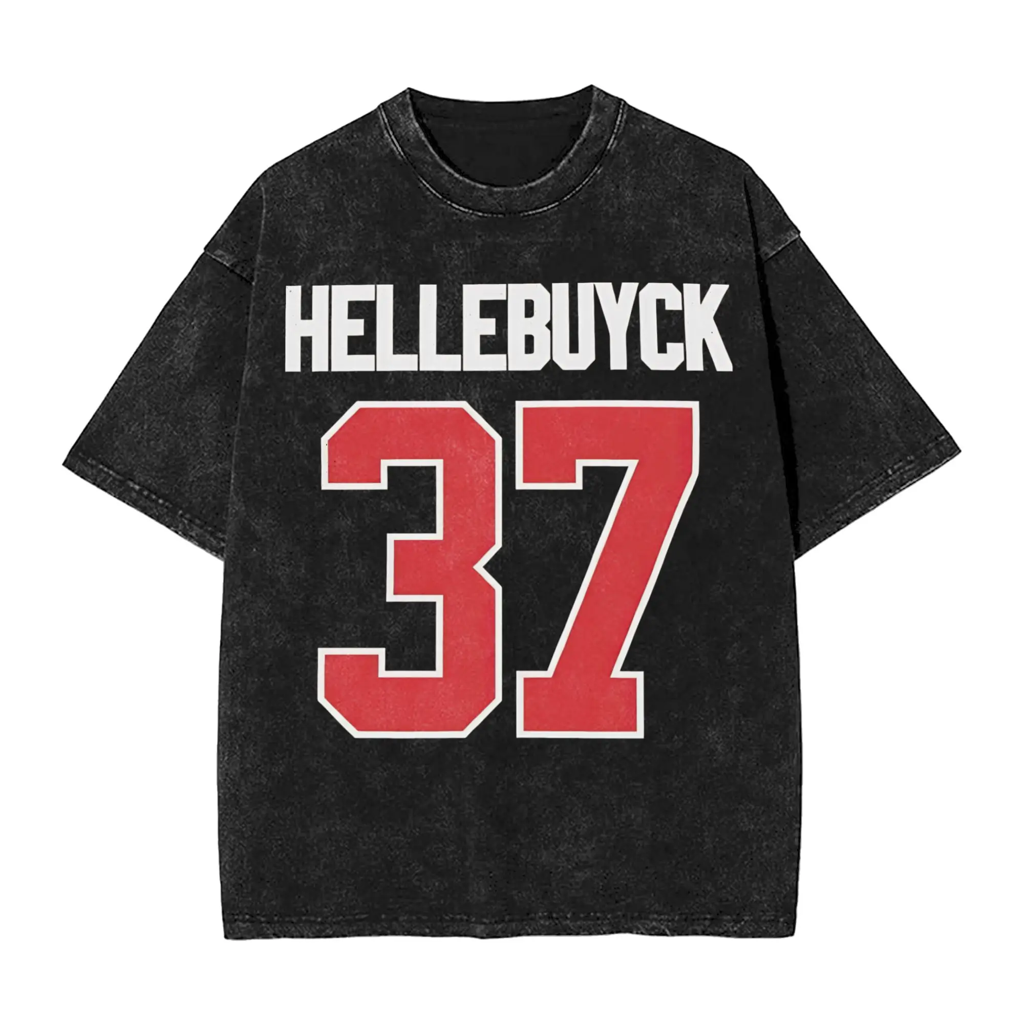 Connor Hellebuyck Number 37 Washed T Shirts Streetwear Hip Hop Novelty T-Shirts Hockey Tees Men Women Cotton Harajuku Printed