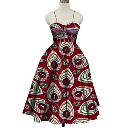 African Women Dress Ankara Floral Print Halter Princess Dress Strapless  Women's Dashiki Party Dress Africa Clothes Wy8131