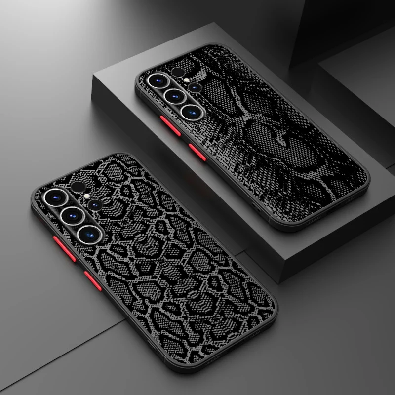 

Funda Back Phone Cover Case for Samsung Galaxy S26 S22 S23 FE S25 Ultra S21 Note 20 Ultra 10+ S20 FE S24 Plus Snakeskin Pattern
