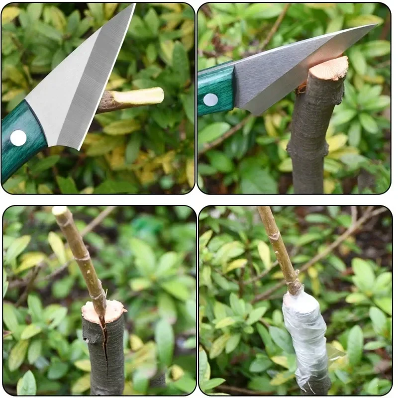 Garden Grafting Knife Professional Garden Fruit Tree Grafting Cutter Wooden Handle Knife Grafting Grafting Pruning Knife Tools