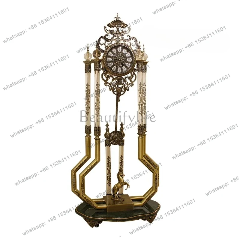 yj57 Living room postmodern floor-to-ceiling large clock, high-end villa copper imported movement, atmospheric vertical  clock