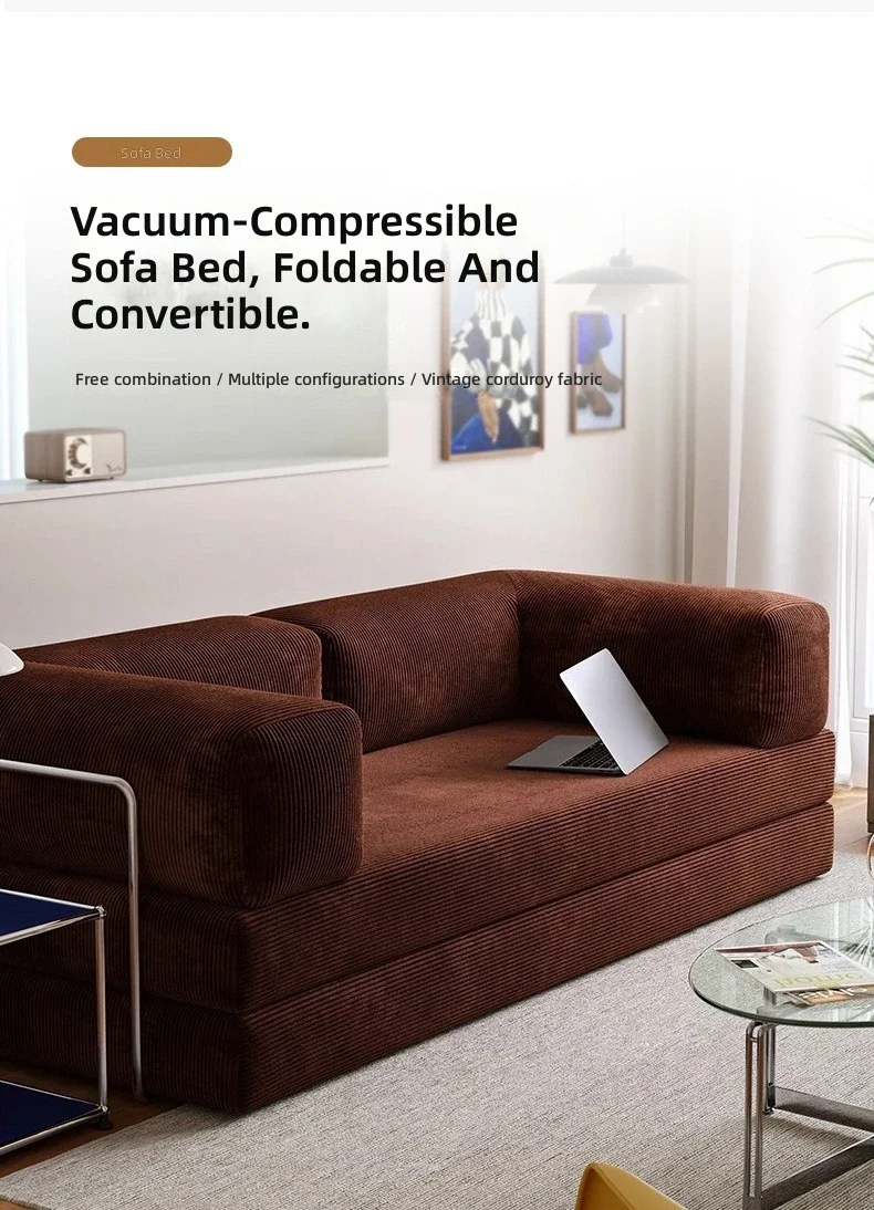 #Foldable Hug Bear Sofa BedVacuum-Compressed Fabric Sofa,3-Seater Convertible Sleeper with HighDensity Foam,Compact Storage Sofa