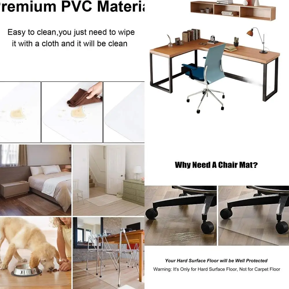

Большой прозрачный коврик для настольного стула, 63x51, защита для пола из твердой древесины, пластиковый коврик Easy Glide для офисных стульев