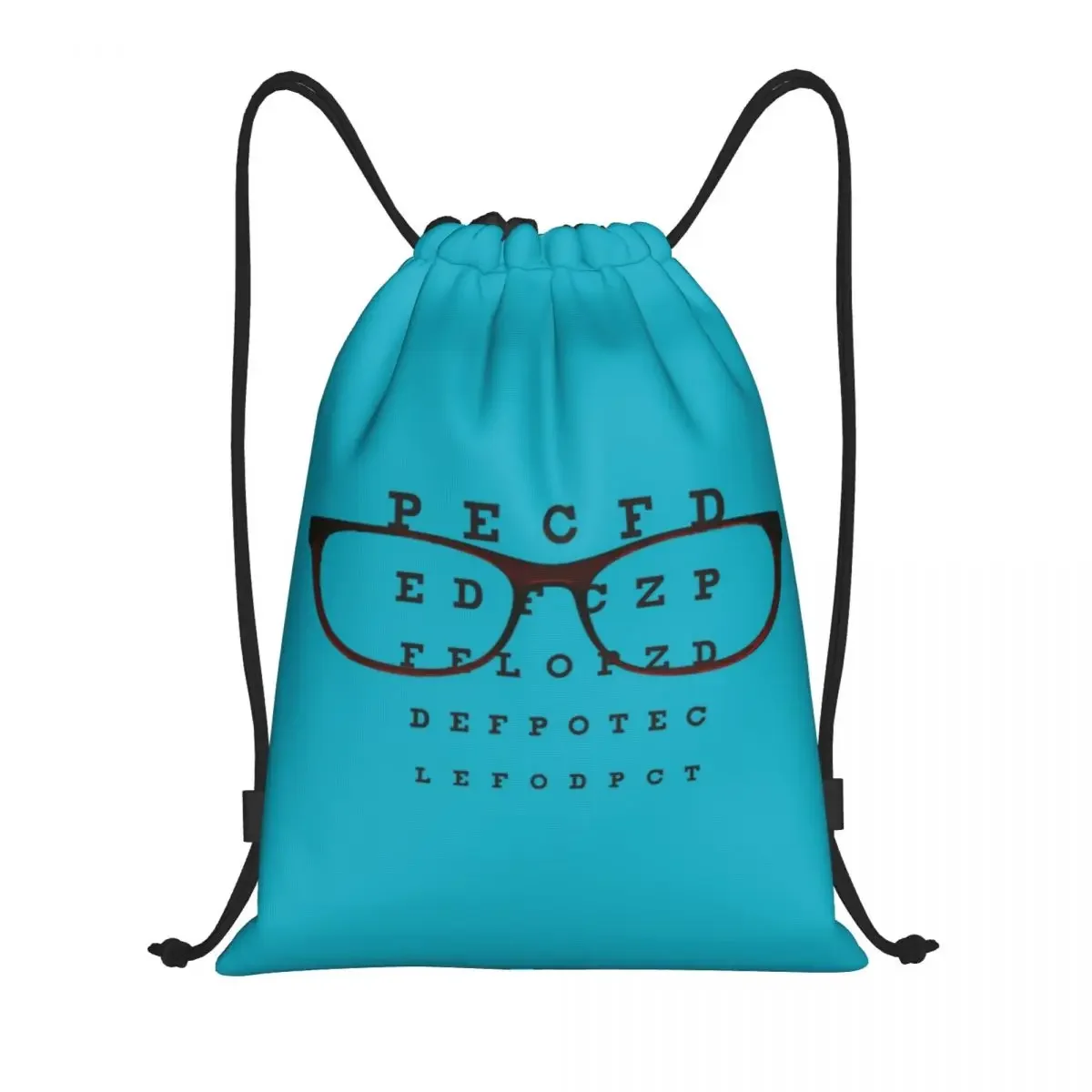 Funny Glasses With Eye Test Chart Drawstring Backpack Sports Gym Bag for Men Women Optician Optometrist Shopping Sackpack