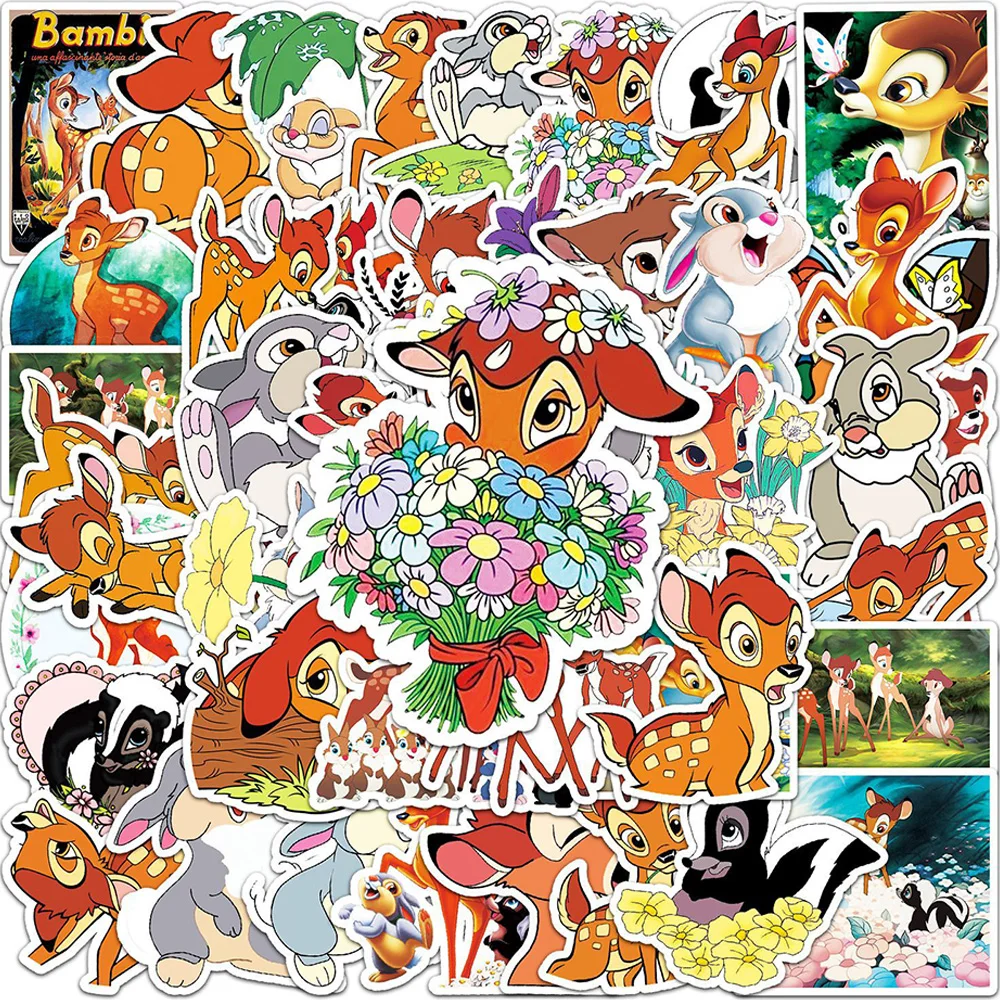 10/30/50 Uds. Pegatinas de Disney, Lindas Pegatinas de Anime de Bambi, Calcomanías Kawaii de Ciervo, Pegatinas Decorativas para Motocicleta, Maleta, Cuaderno, Pegatinas de Dibujos Animados para Regalo
