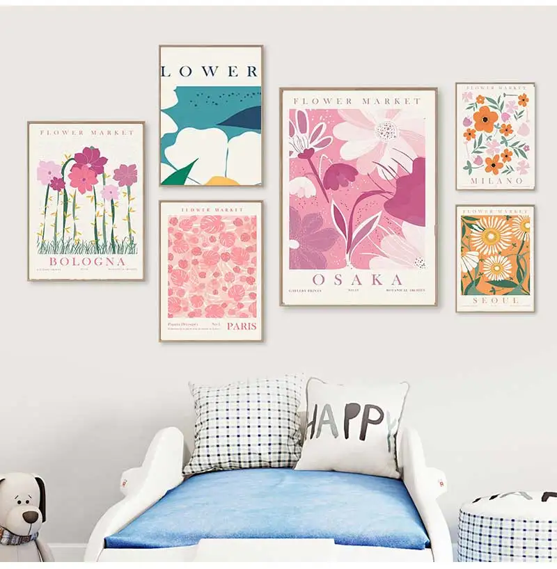 Flower Market Colour Print Wall Art Spring Flower Botanical Canvas Painting Hallway Living Room Wall Poster Home Decoration