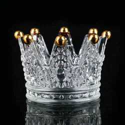 Crown Vintage Embossed Manicure Crystal Cup Acrylic Powder Liquid Blending Plate Dappen Dish Nail Art Pen Holder Candleholder