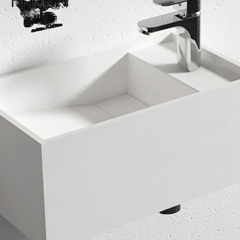 

Minimalist artificial stone integrated basin top basin bathroom cabinet combination small