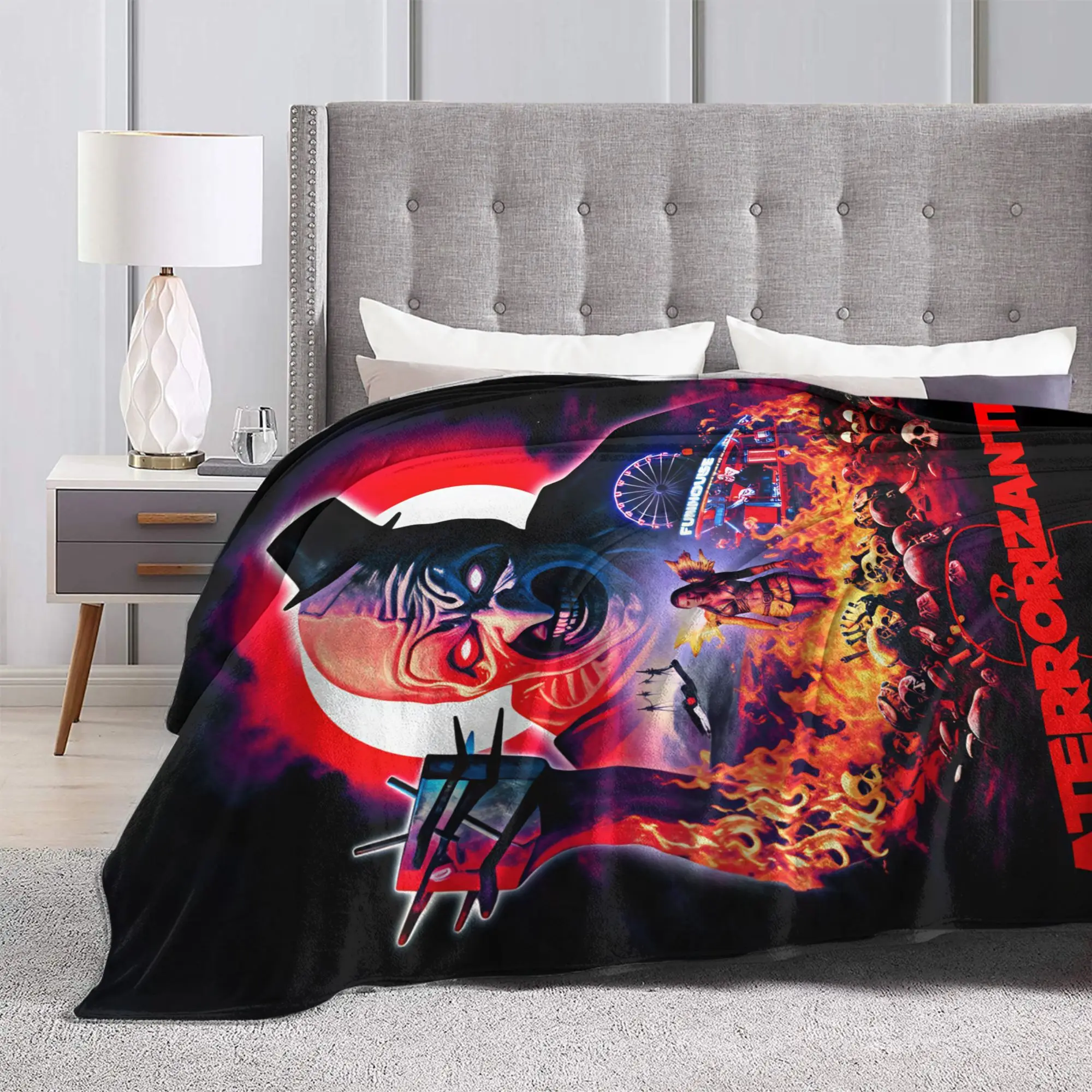 Terrifier 4 Halloween Super Soft Blanket Horron Boy Girl Plush Throw Blanket Fashion Outdoor Flannel Bedspread Sofa Bed Cover
