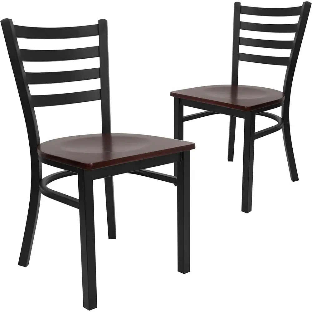 

Black Ladder Back Metal Restaurant Chairs with Wooden Seats