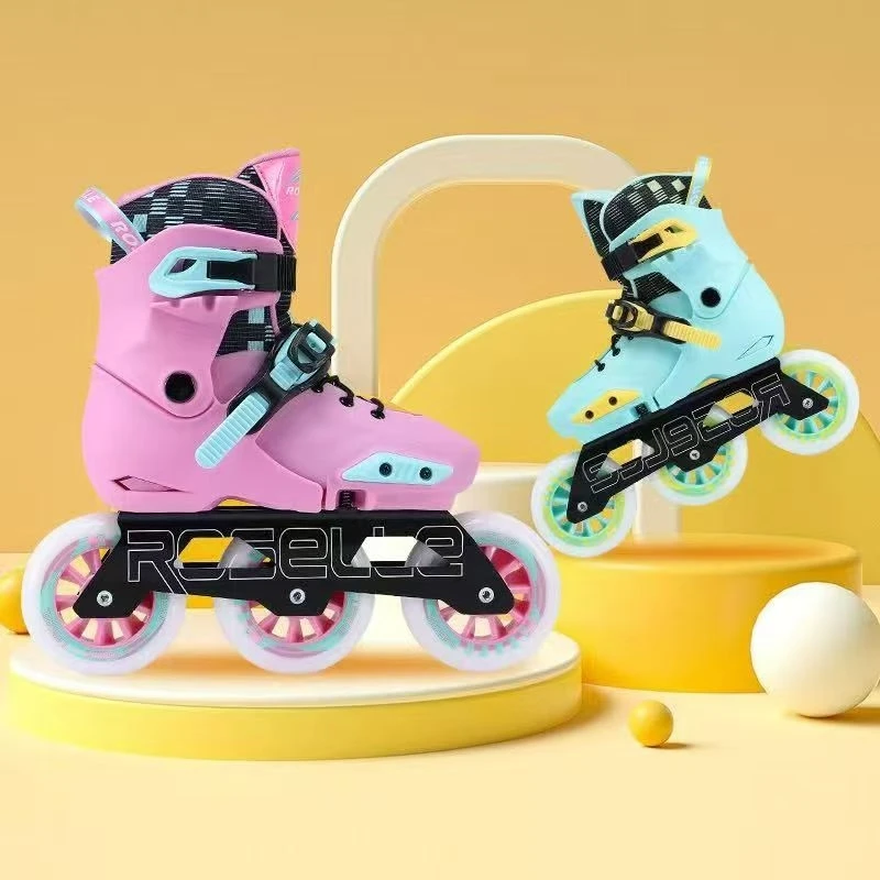 3*100mm Wheels Speed Skates Kids Youth Inline Skates Roller Skates Size 29-40