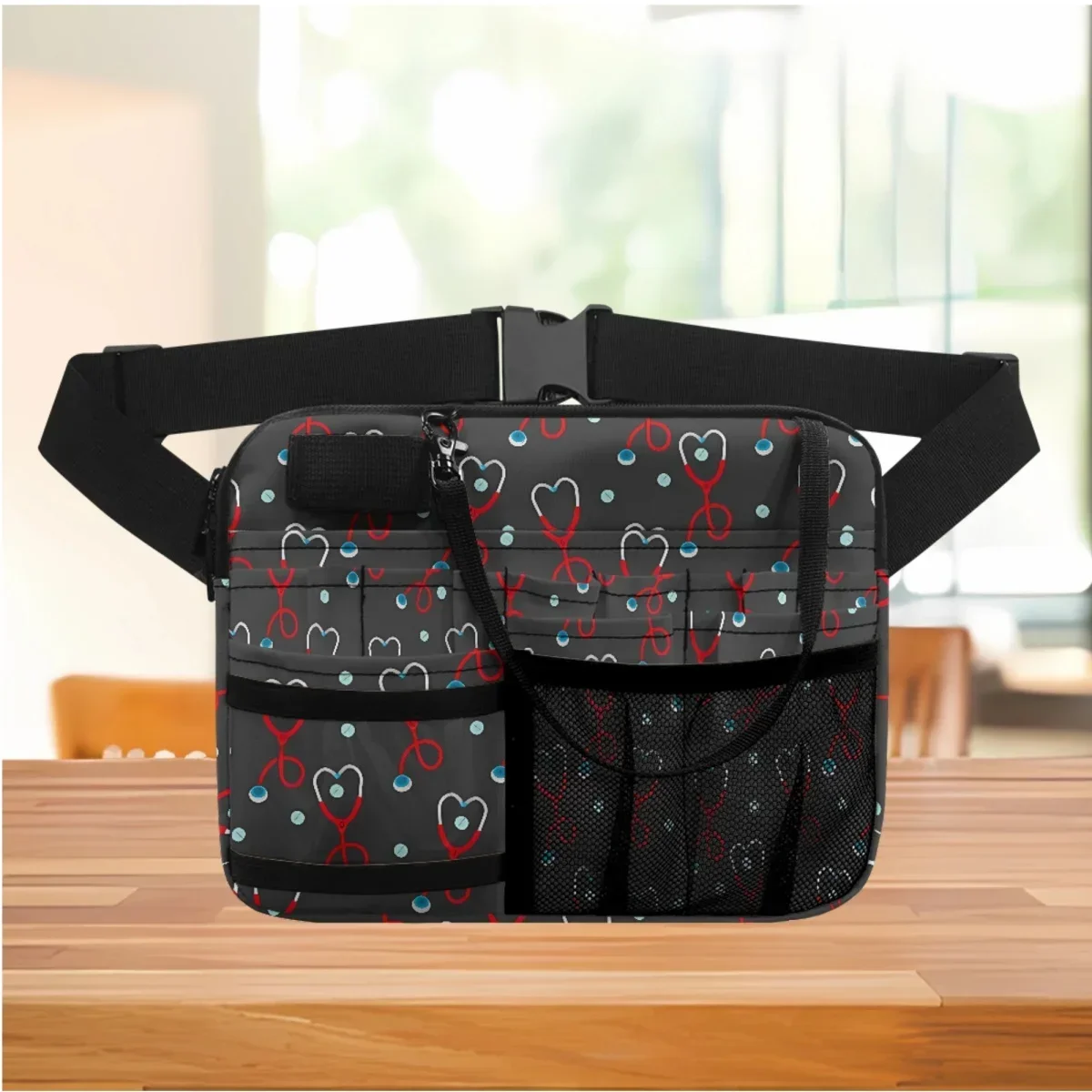 Medical Tools Stethoscope Cartoon Designer Casual Ladies Waist Bag Practical Multi-Pocket Hospital Work Belt Bag Fanny Pack 2023