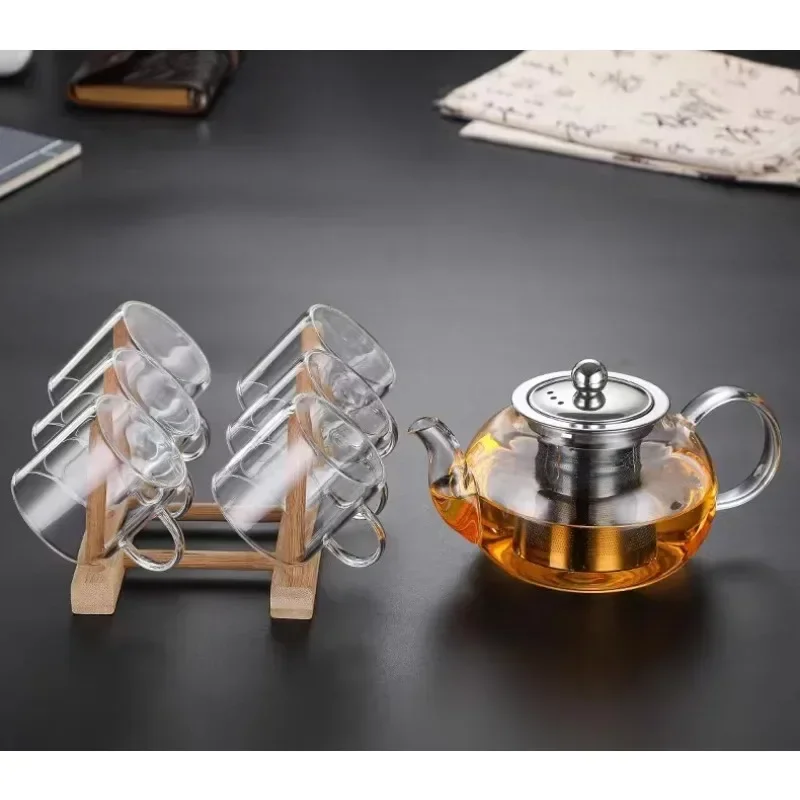 Heat Resistant Glass Tea Pot Thicken Heated Container Tea Pot with Stainless Steel Infuser Clear Kettle High Quality Teapot