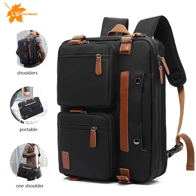 Customized men's backpack nylon waterproof work backpack 15.6/17.3-inch laptop bag printed logo company pattern