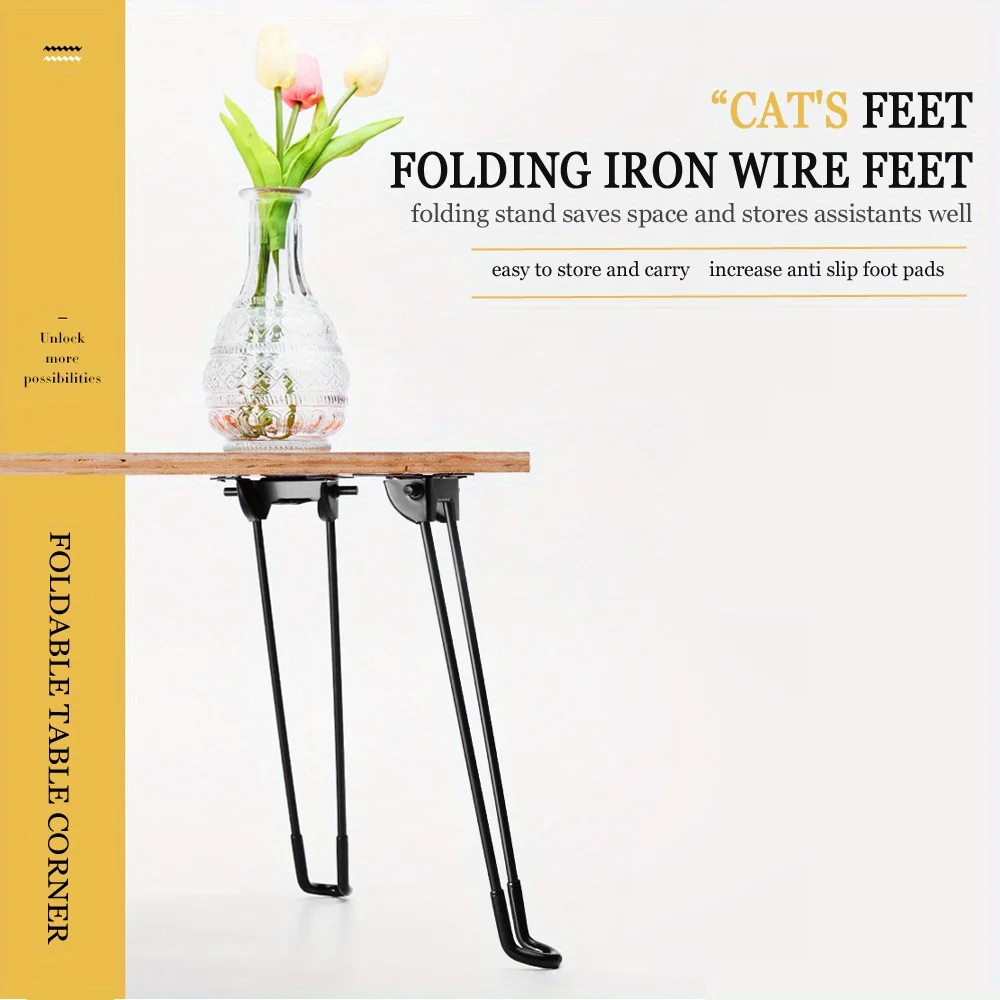 Foldable 32CM Hairpin Legs Heavy Duty Easy Install Furniture Black Coffee Folding Table Legs for Desk Bench Chair Home DIY