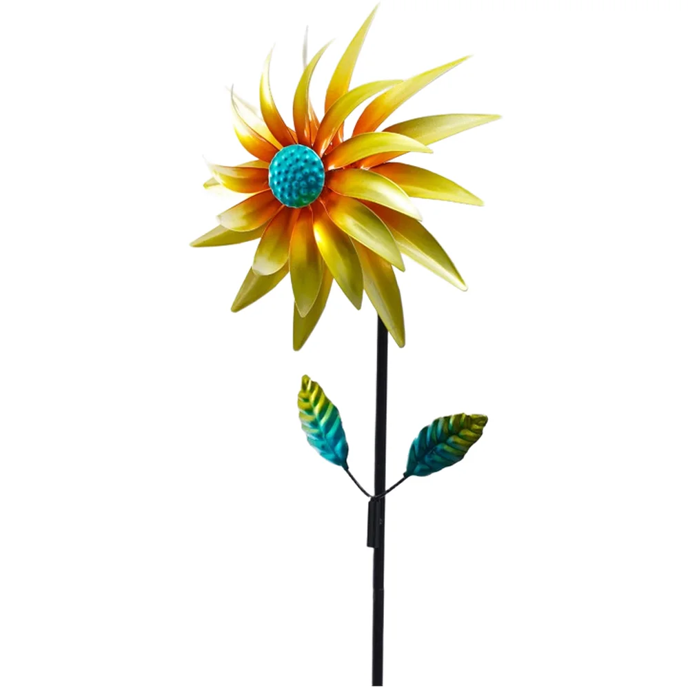 Iron Flower Wind Spinner for Garden For Yard Patio Decor Featuring Elegant Rotating Sunflower Design and Weather Resistant Build