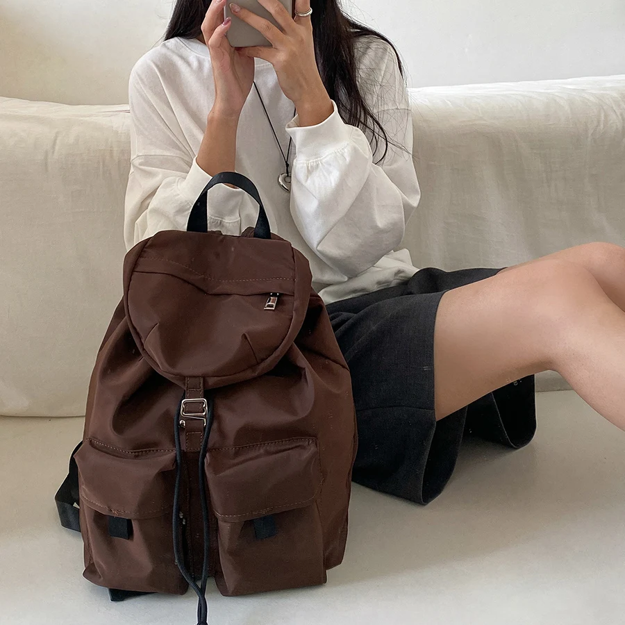 

Black Grey Beige Coffee Versatile Backpack High Quality Large Waterproof Travel Bag Leisure Nylon Computer Bag Unisex Schoolbag