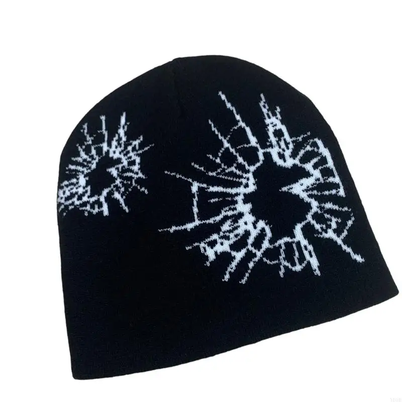Casquette crâne tricotée chaude extensible, bonnet unisexe en verre foncé, tendance, pour Anime Street Fashion en plein