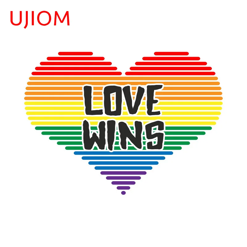 UJIOM Lgbt Heart With Gay Pride Love Wins Motif Wall Sticker Premium Attractive Design Decal High Quality Window Decoration