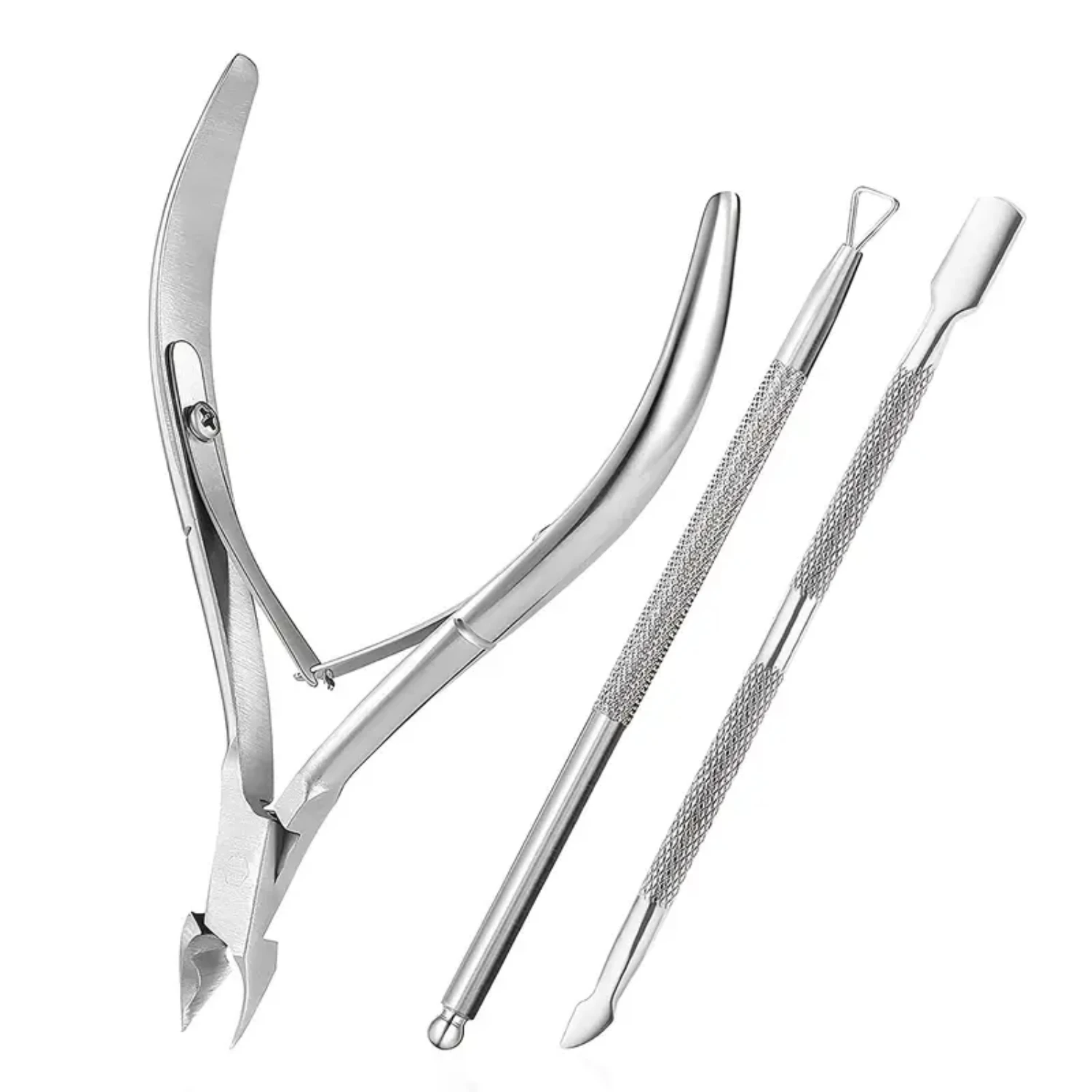 Professional Stainless Steel Cuticle Nippers Set - Includes 3 Pcs Cuticle Trimmer, Remover, Pusher, And Cutter Clippers - Perfec