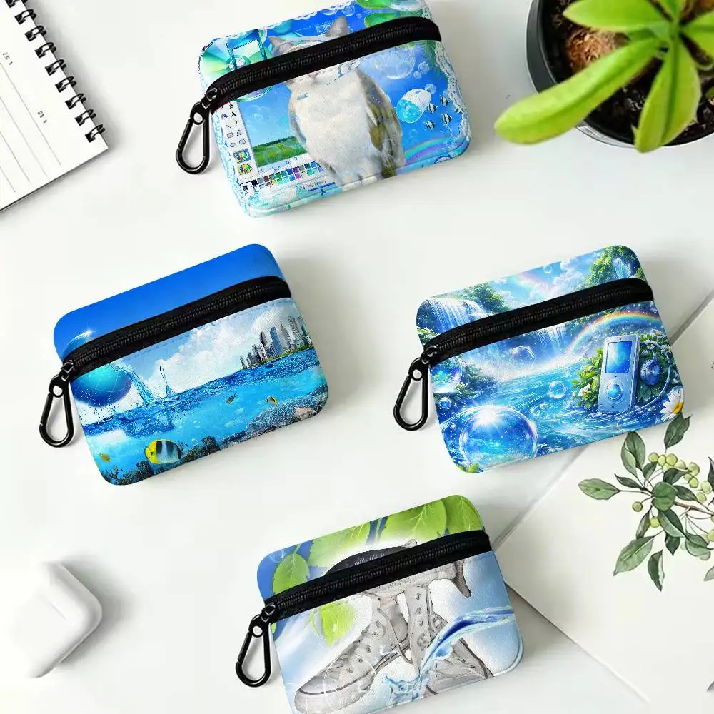 Fashion Cool Funny Frutiger Aero Oxford Cloth Coin Purse Portable Backpack Hanging Card Storage Bag