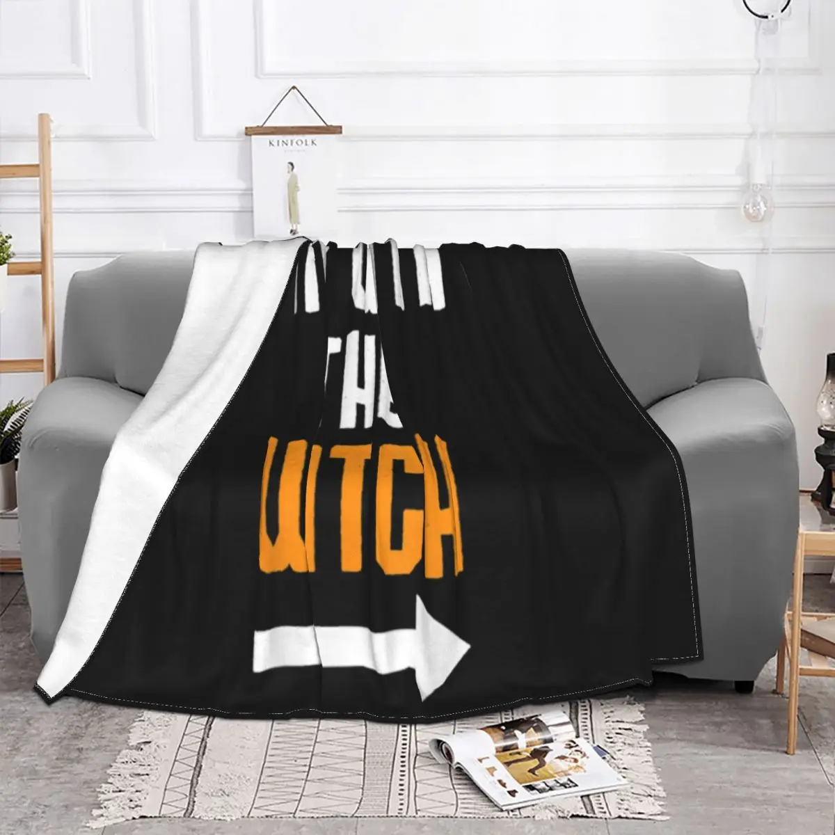 Im With The Witch Funny Halloween Couple Costume Gift Solid Color Personalized Best Selling Throw Blanket