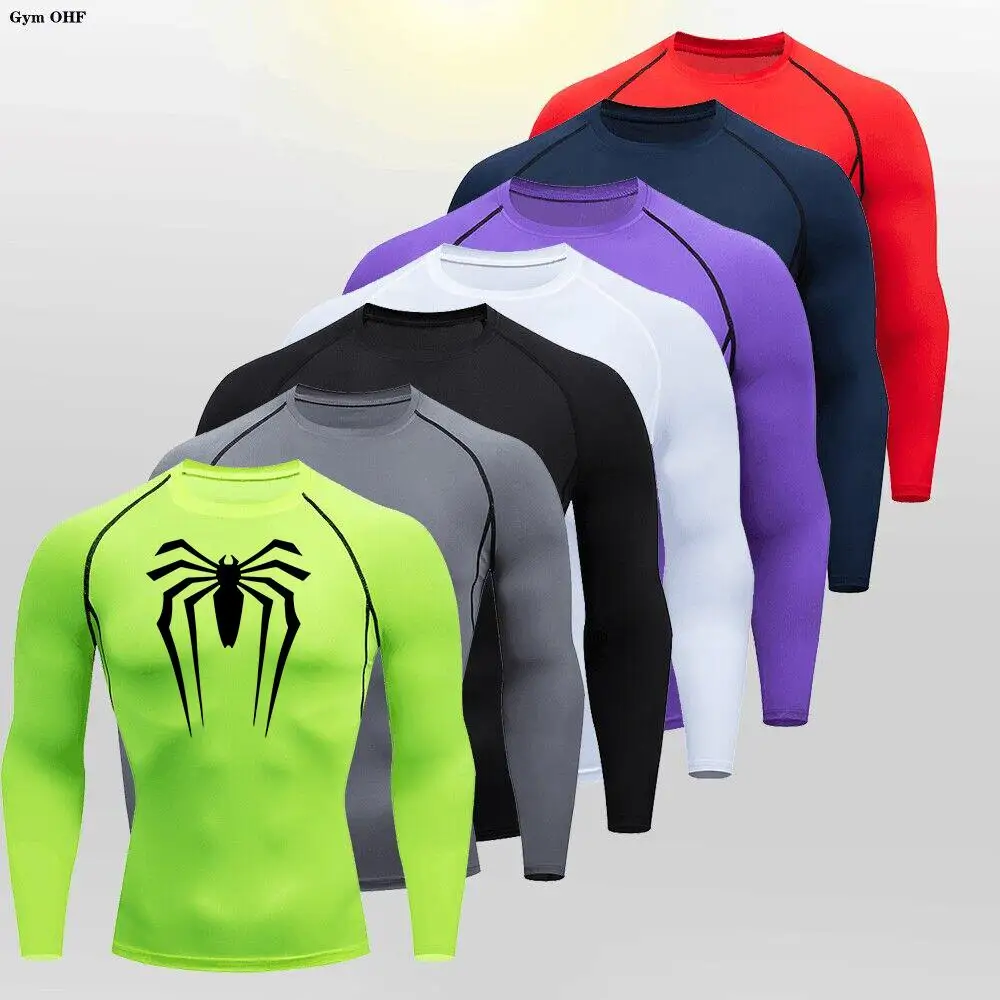 Spider Quick Dry Running Shirt Men Fitness Sports T-Shirt Bodybuilding Sportswear Clothing Workout Short Tights T Shirt For Men