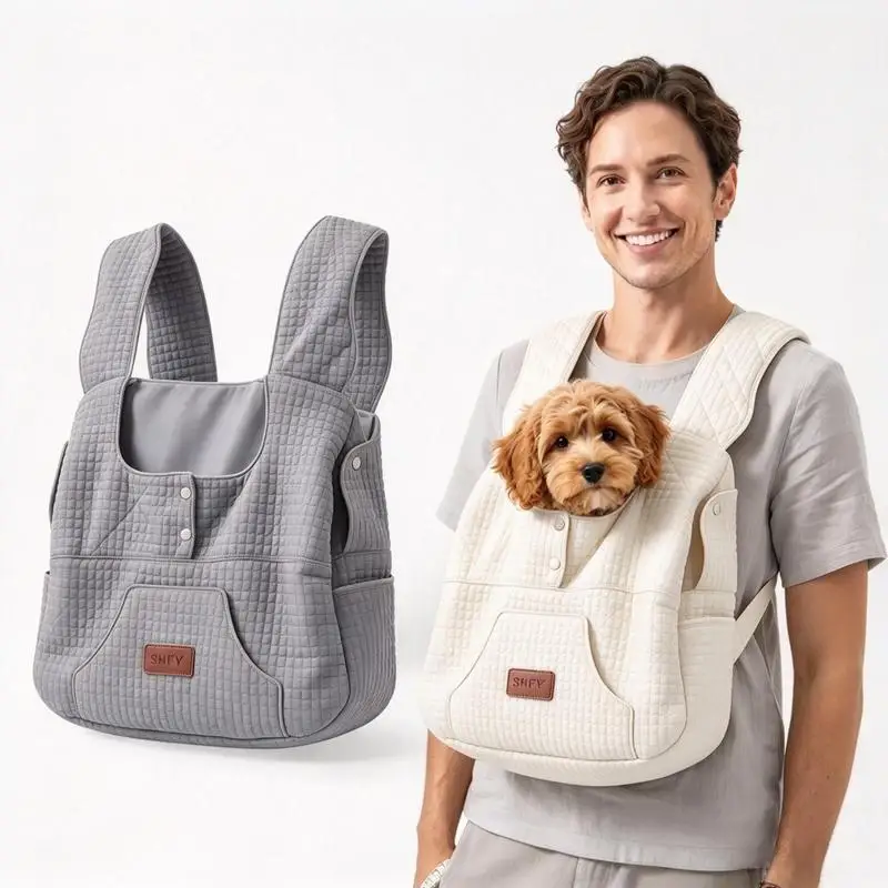 Pet Front Carrier Backpack Hands Free Dog Cat Chest Carrier Bag Soft Quilted Puppy Kitten Travel Shoulder Bag