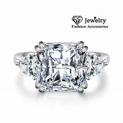 CC Luxur Rings for Women 9*9mm Shine Square Cubic Zircon Silver Color Party Wedding Engagement Jewelry Fashion Accessory CC1665