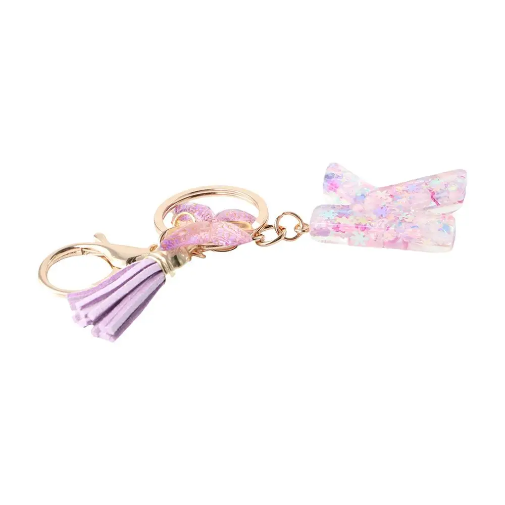 A To Z 26 A To Z 26 Alphabet Keyring Butterfly Purple Snowflakes Purple Snowflakes Letter Keychain Tassel Resin Birthday Gifts