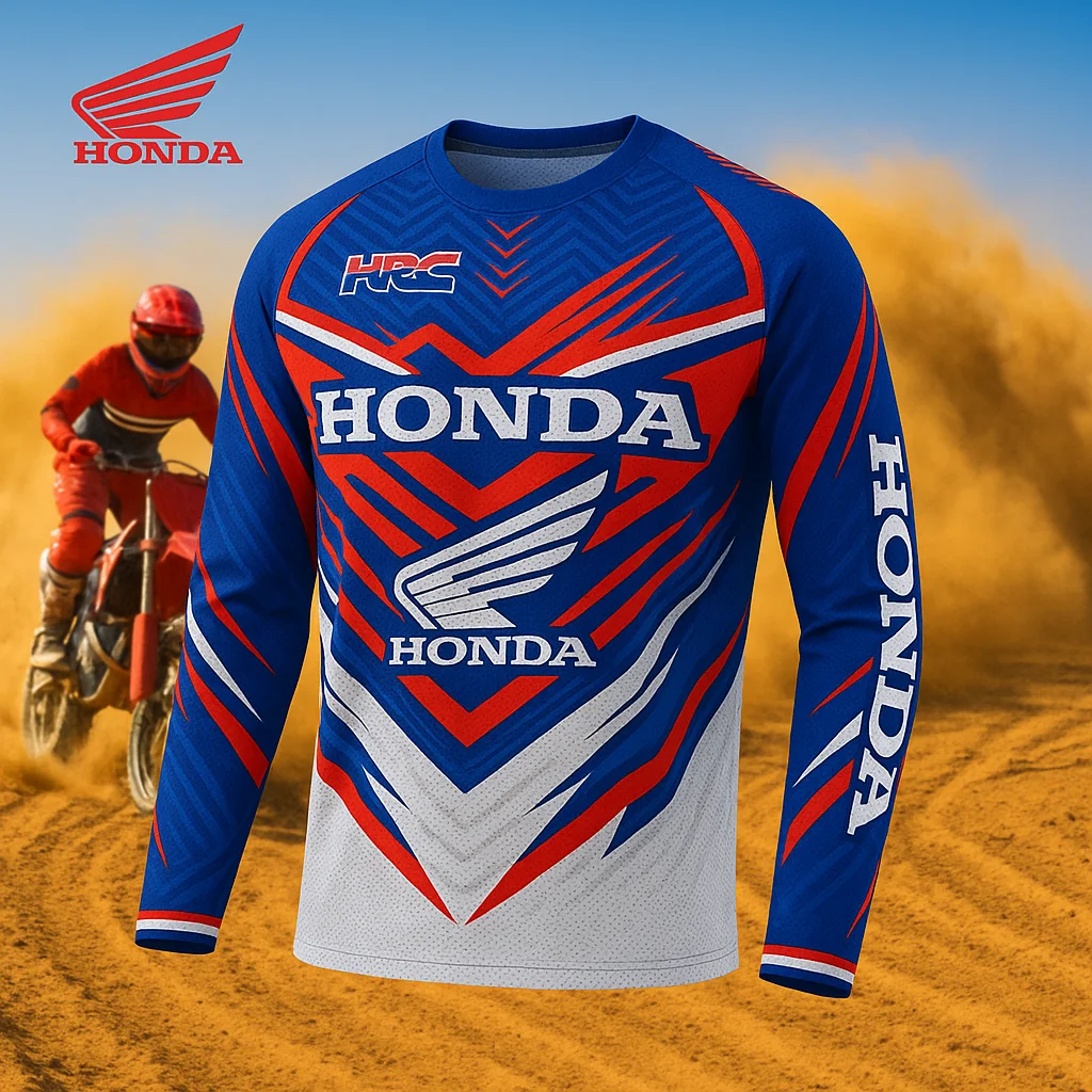 Męska koszulka motocyklowa Honda Off Road z długim rękawem, oddychająca, szybkoschnąca koszulka do wyścigów i jazdy na rowerze górskim