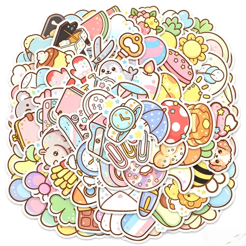

10/30PCS Fresh Colored PVC Sticker Aesthetic Children's Decoration Scrapbooking Supplies DIY Hand Accounting for Kids