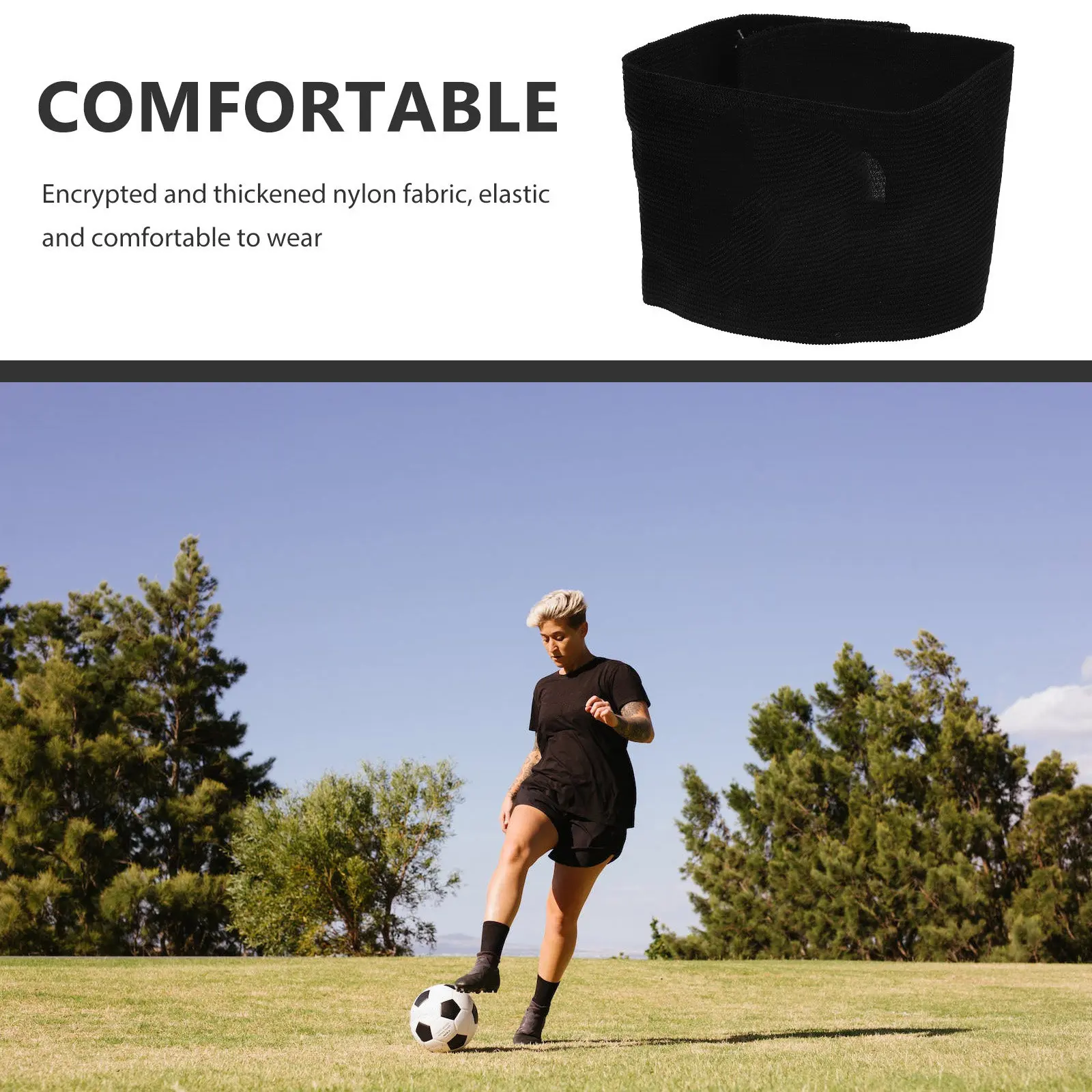 2Pcs Football Captain Armband Adjustable Elastic Anti-Slip Nylon Band for Soccer Rugby Basketball Team Sports Player view 5