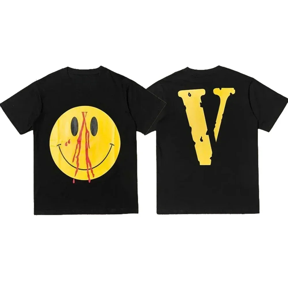 2024 The Latest VLONE Brand Trend Men's and Women's T-shirts When Graffiti Letters Cotton Printed T-shirts Breathable Y2K