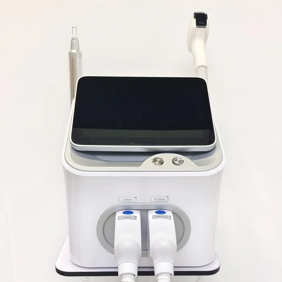 Desktop 2‑Handles Multifunctional Beauty Machine,808 Diode Laser Hair Removal + Picosecond Tattoo Remove,Ice Cooling Painless Hair Reduction Pigment Fade Black Doll,5000W 10‑20bar Adjustable 60M Shots All Skin Tones Factory Direct 2Y Warranty For Salon view 3
