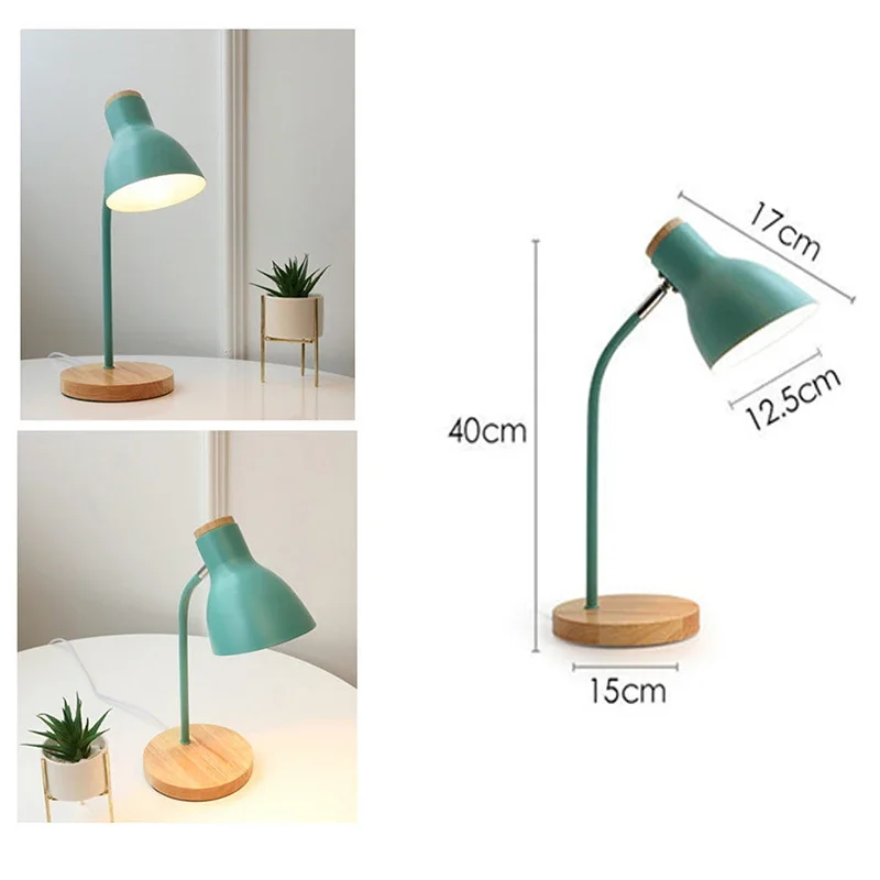 Lampe nordique en bois pour bureau, chambre à coucher, lampe de chevet créative, Protection des yeux