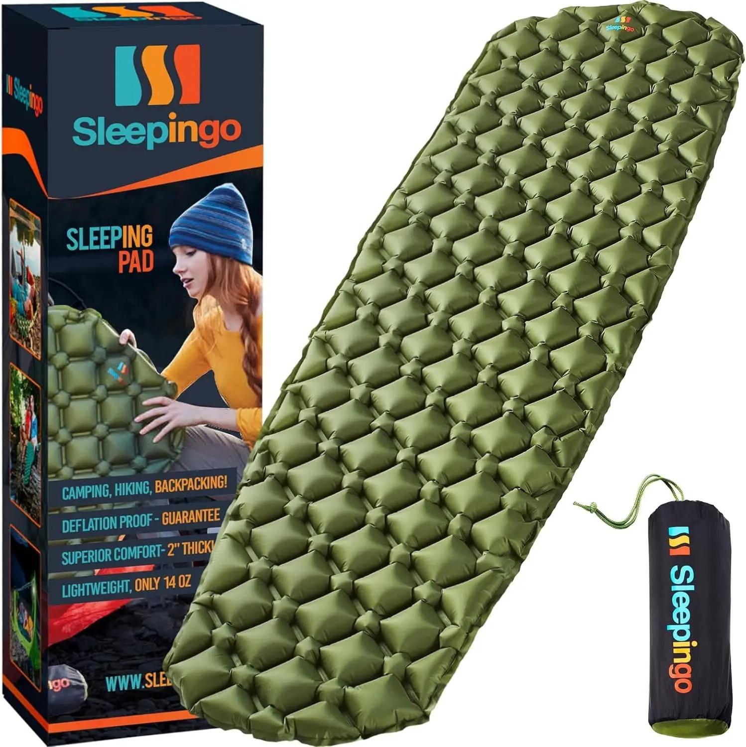 

Ultralight Sleeping Pad - Inflatable Sleeping Mat For Camping, Hiking, Backpacking - 74X22 Hes Compact Air Mattress, Waterproof