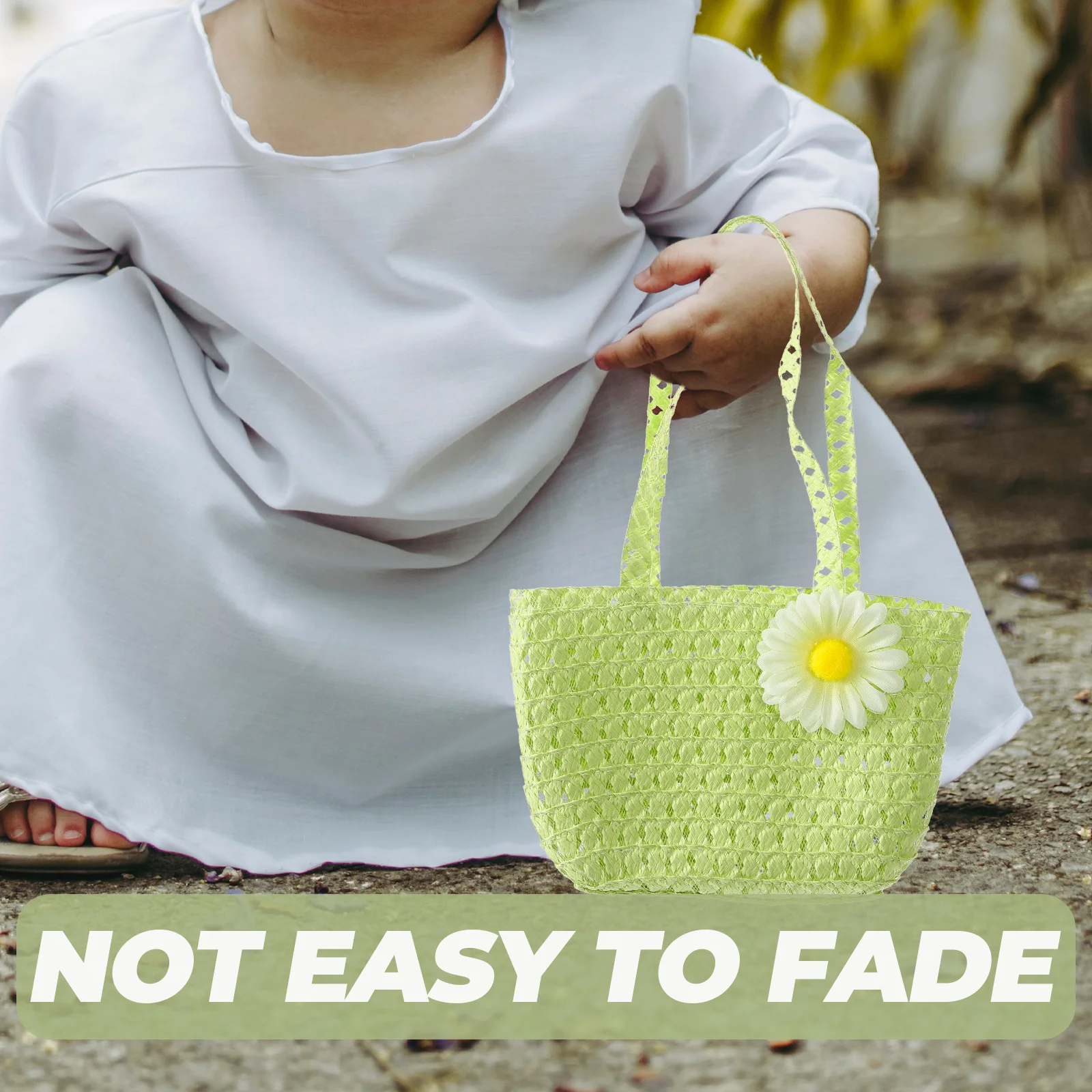 

Children Straw Hat Bag Set Light Green Sunshade Beach Summer Hats Kids Travel H bags Straw Bags for Little Girls Vacation